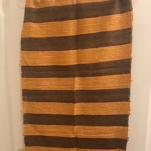 Handcrafted Thai Silk Scarf with Nubby Weave in Gold & Dark Brown - Picture 9 of 9